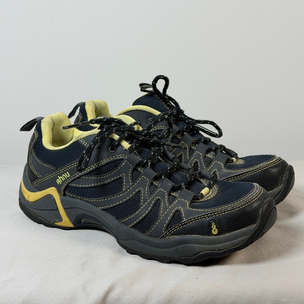 Ahnu F3010G Hiking Shoes Black Yellow Low Top Trail Sneakers Womens Size 7